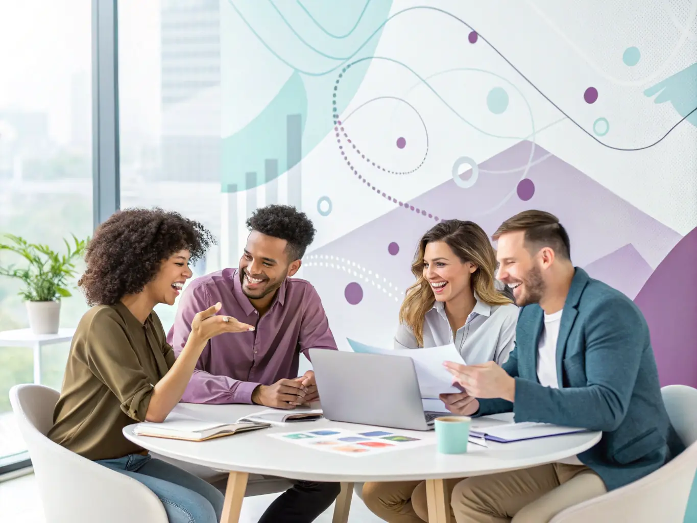 A photograph of a workshop session in progress, showing participants engaged in a hands-on activity and collaborating on a project.